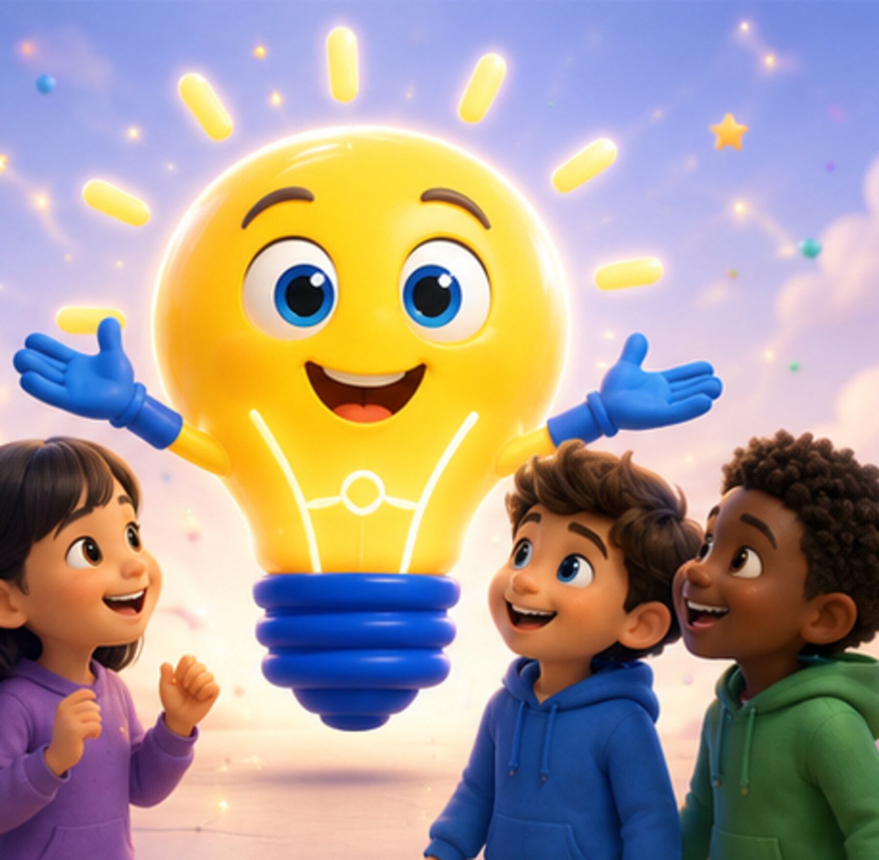 A child working with a friendly character beside them.