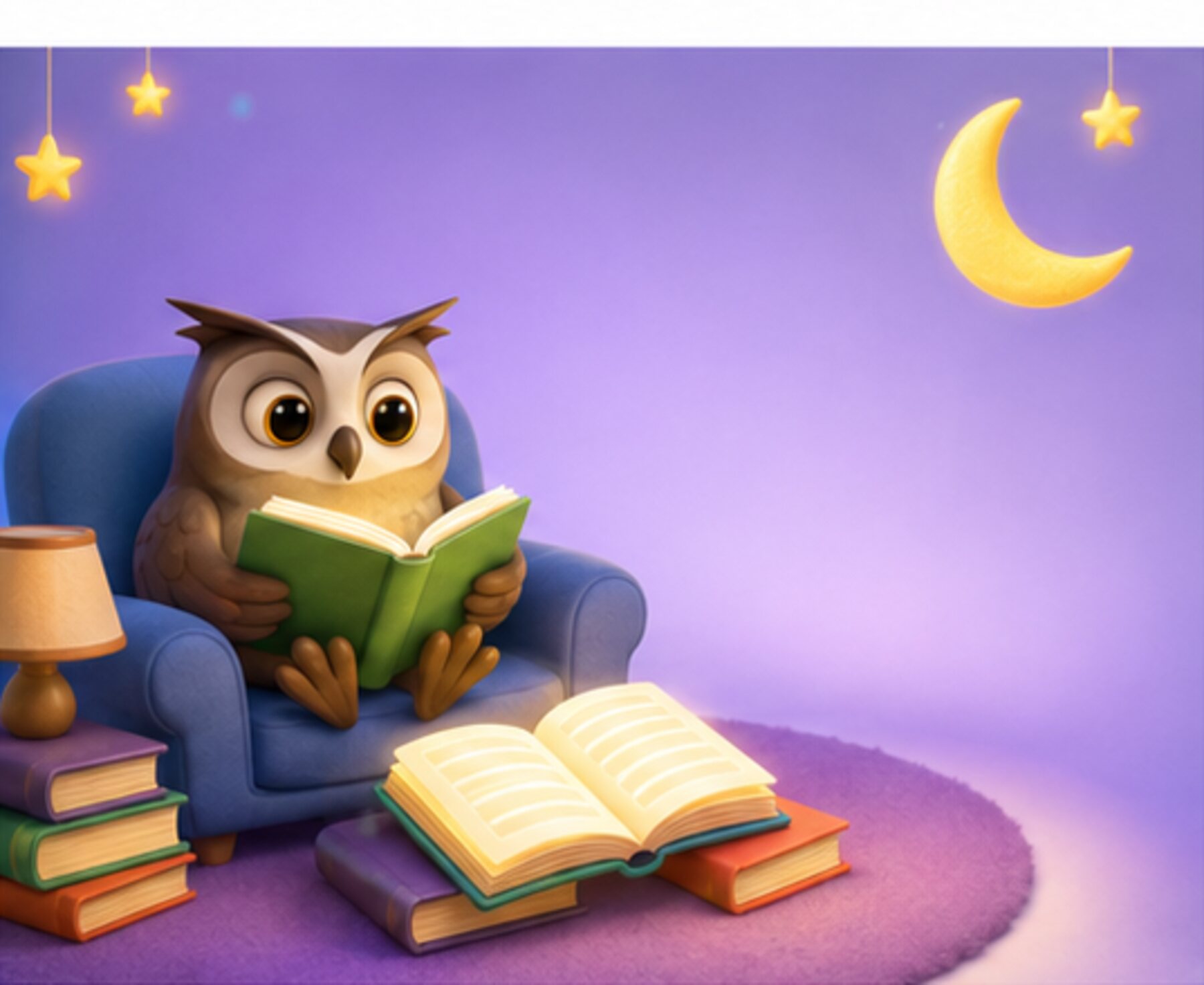 A child reading in a library of colourful books.